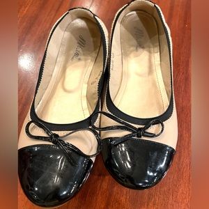 Nude with Black Patent Ballet Flats